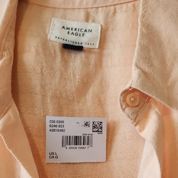 NWT - American Eagle Outfitters Light Peach Shirt - L - Picture 2 of 4
